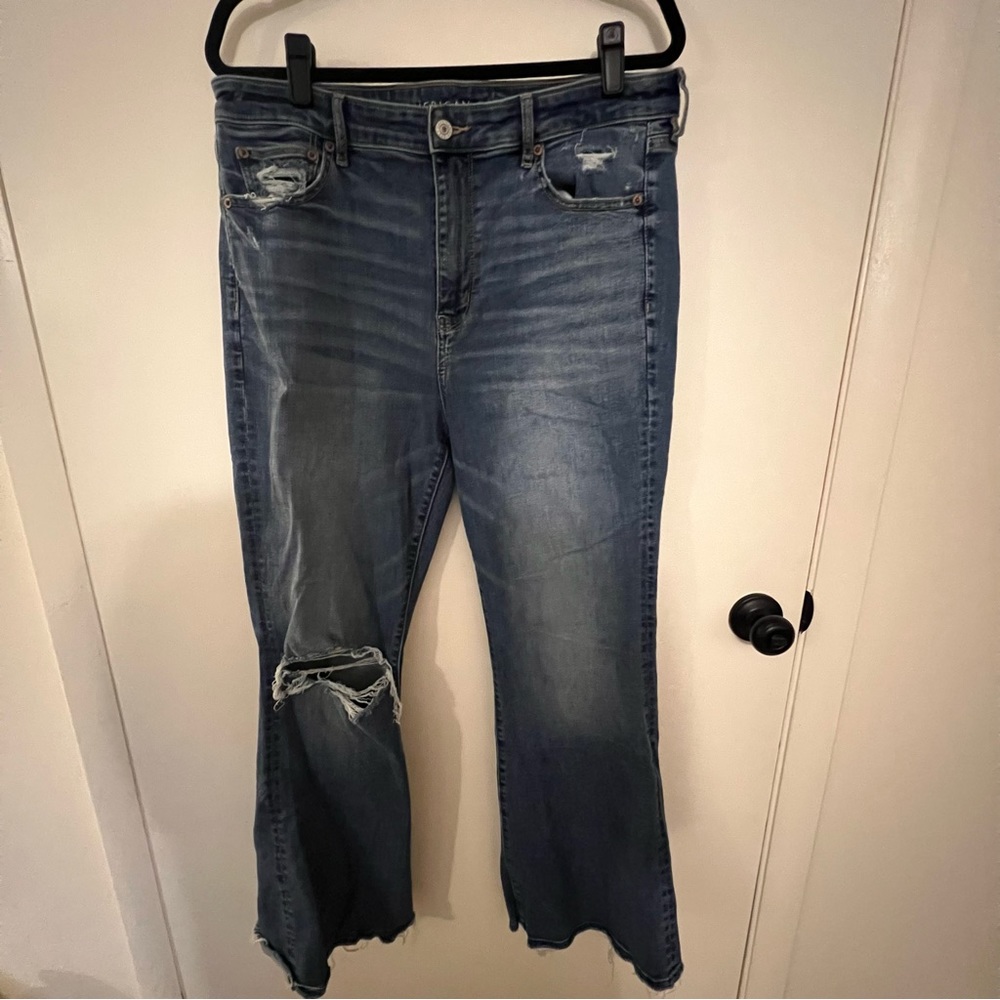 American Eagle flare distressed jeans size 14 R